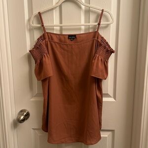 Brown open shoulder top